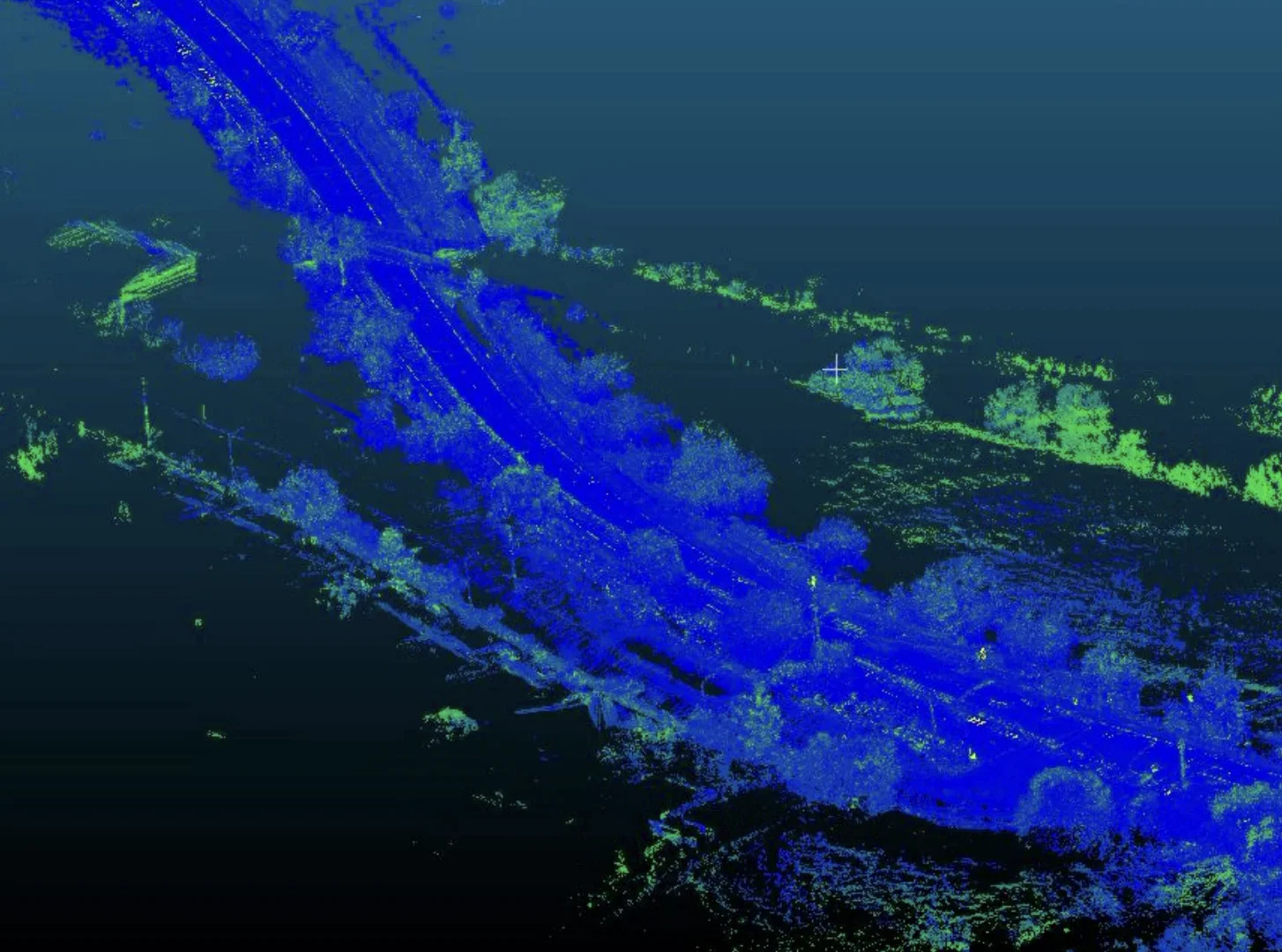 Aerial LiDAR scan of plantation rows