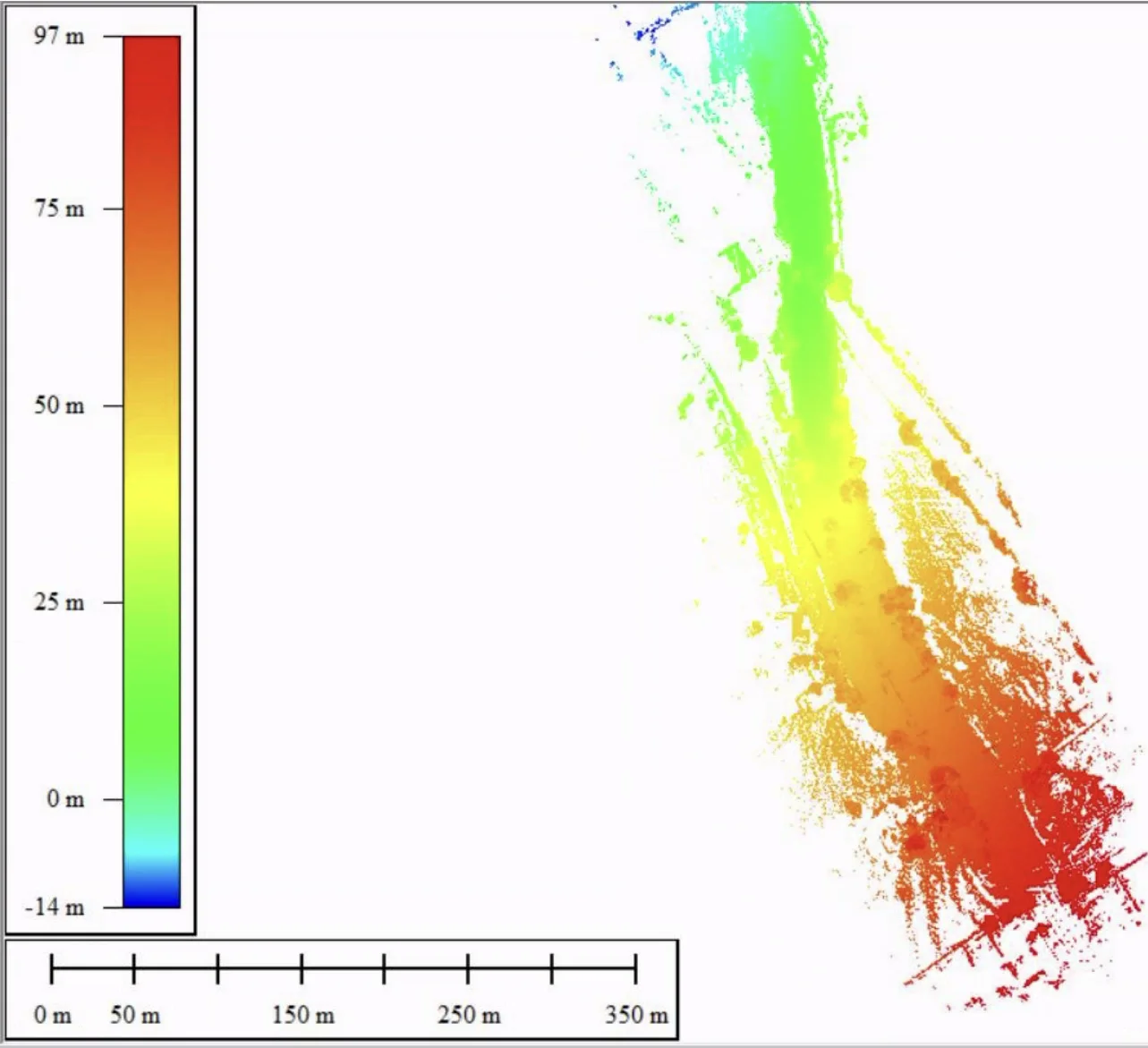 Point cloud colored by canopy height