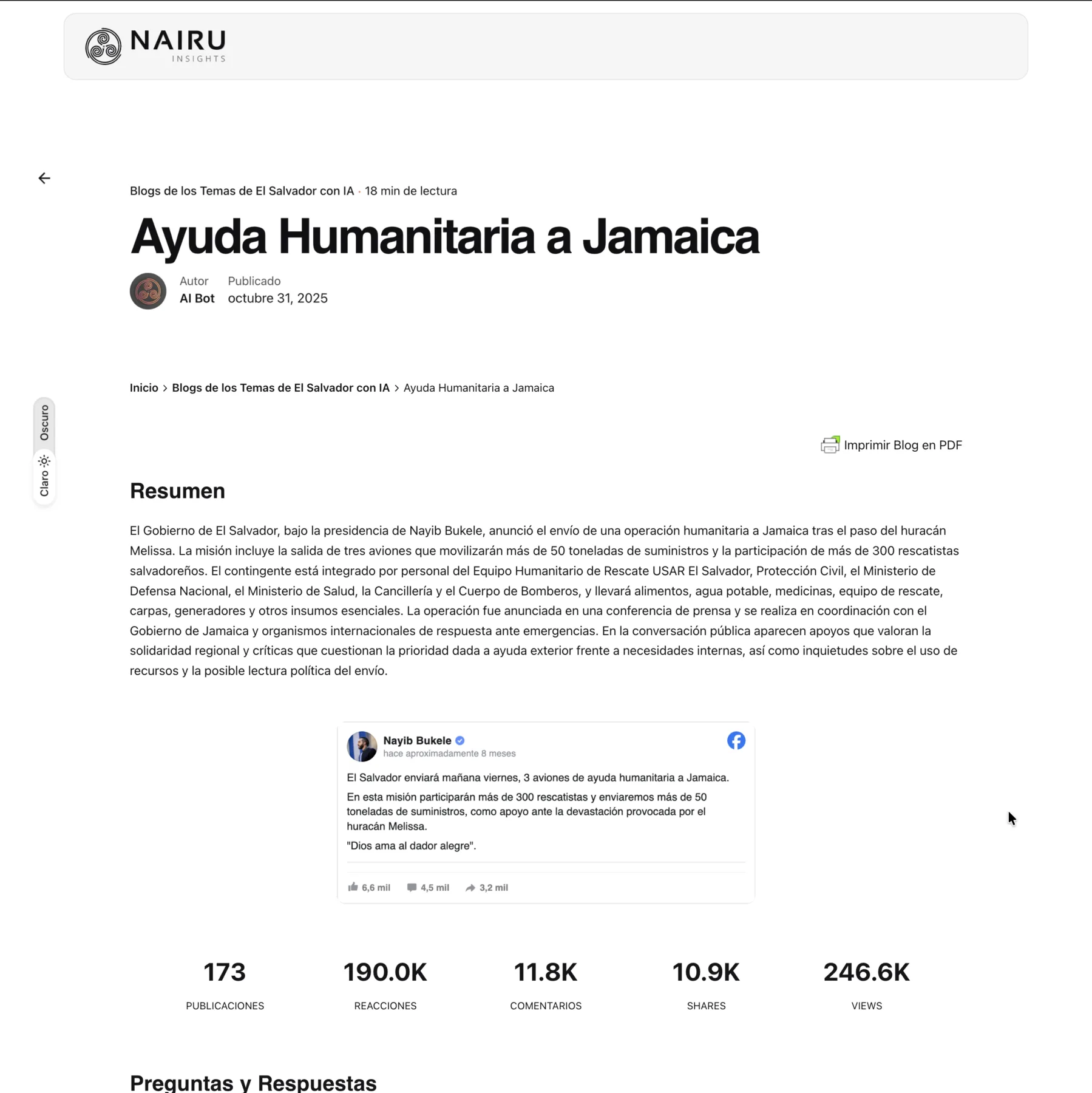 A topic briefing in full: El Salvador's aid to Jamaica